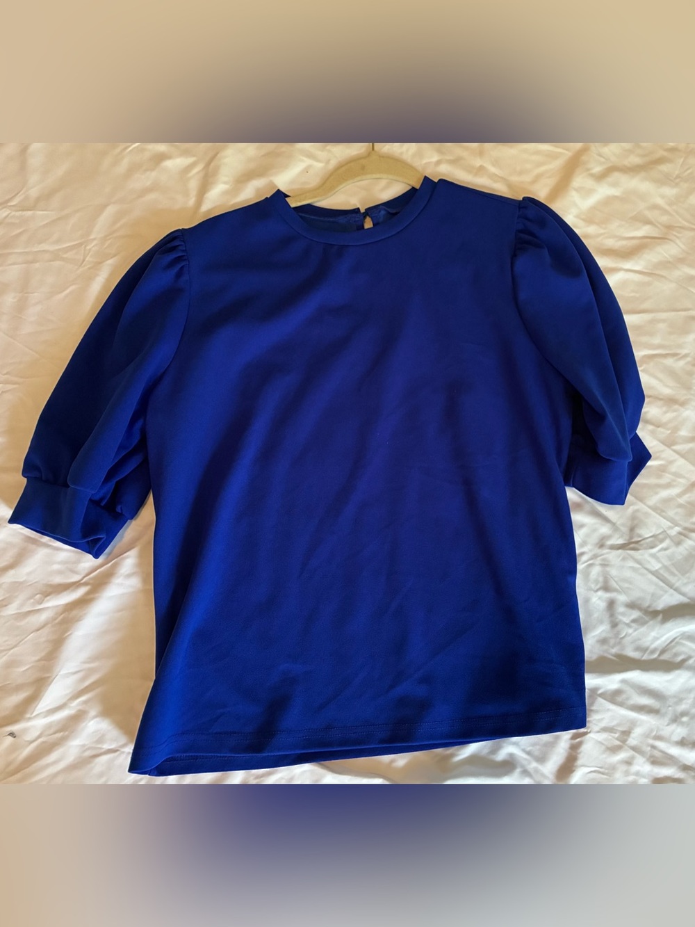 SHEIN Royal Blue Puff Sleeve Blouse